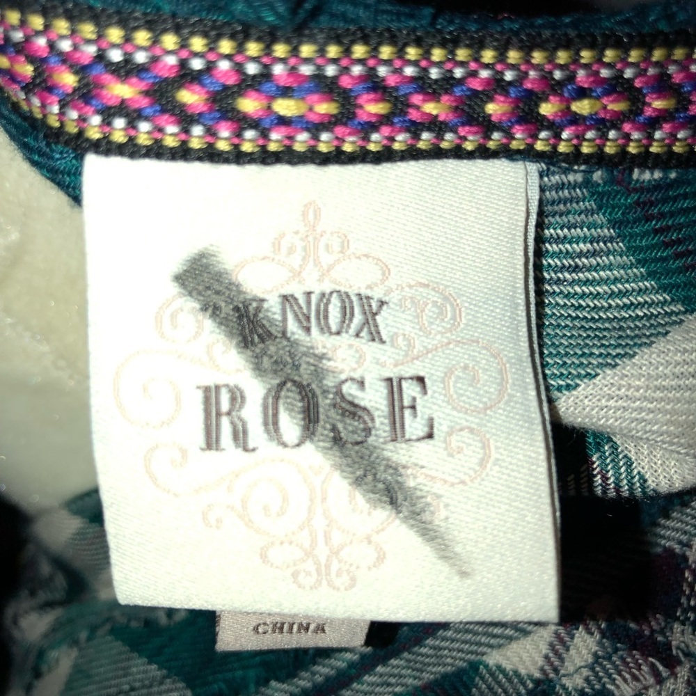 Knox Rose Peplum 3/4 Popover Ruffle Plaid Raw Hem - Picture 7 of 8